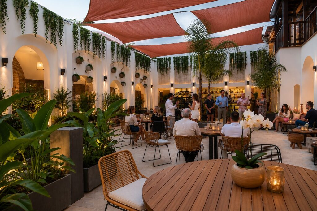 elegant mediterranean courtyard restaurant marbella