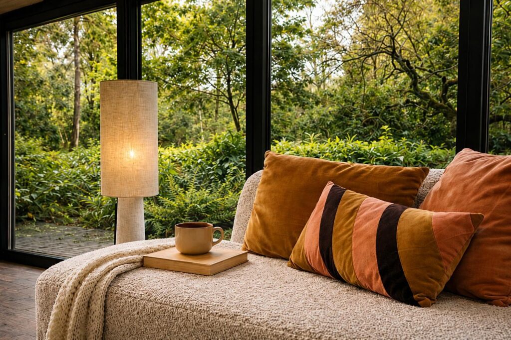 gezellig interieur met uitzicht op tuin tinyhouse pippa