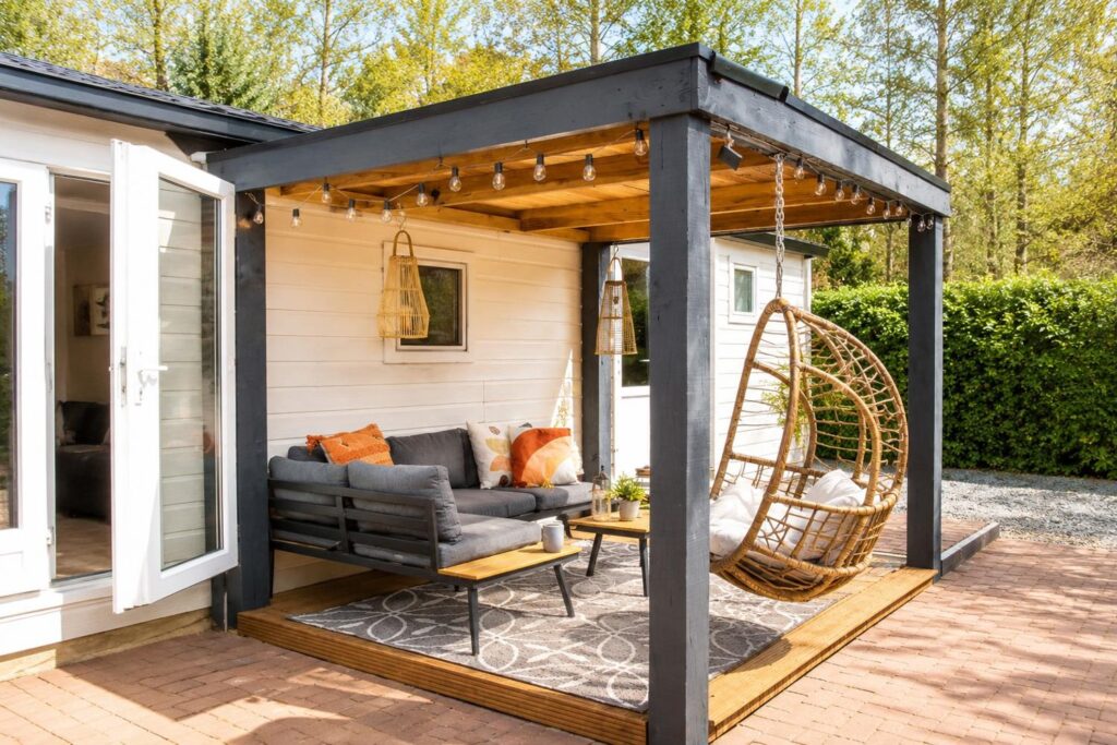 gezellige tuin met moderne veranda tinyhouse sam
