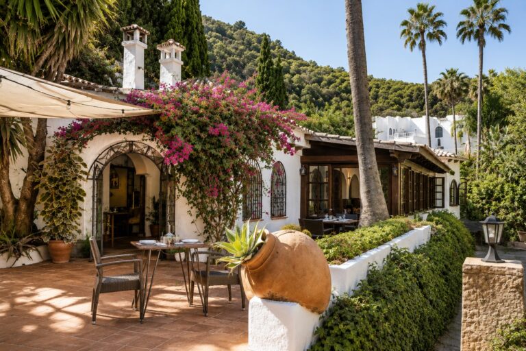 luxury mediterranean villa with tropical garden spain