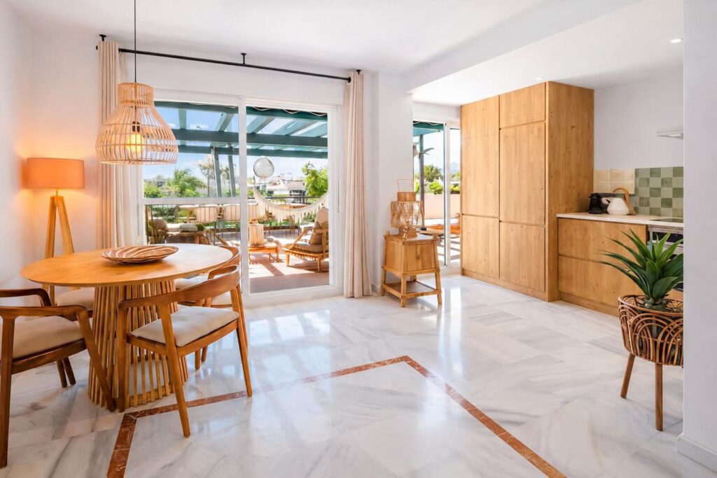 marbella apartment livingroom diningtable