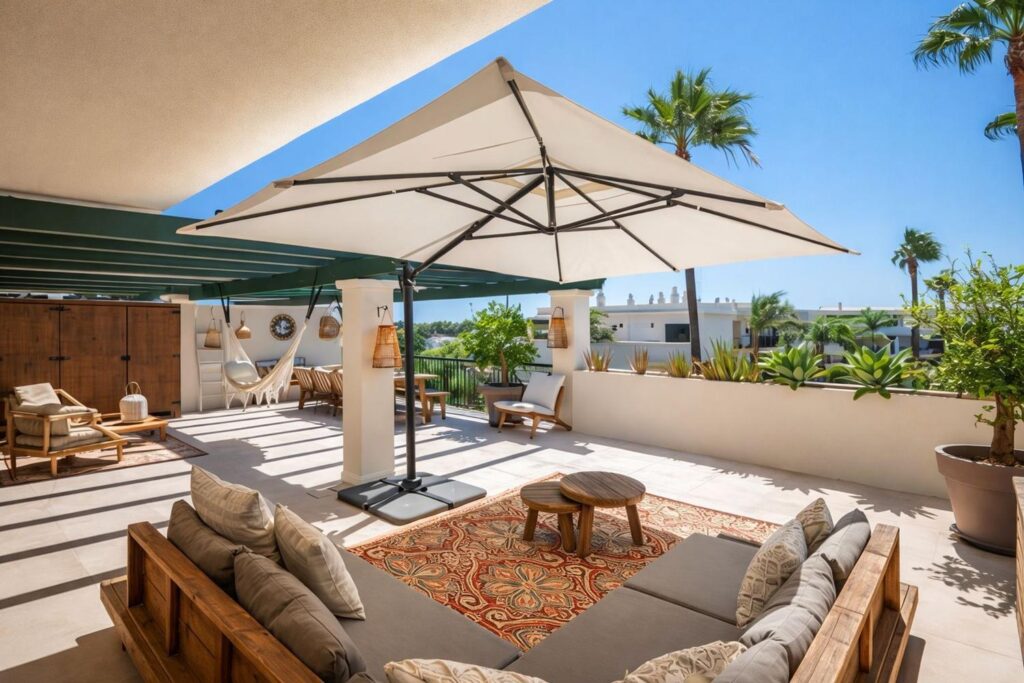 marbella apartment terrace parasol