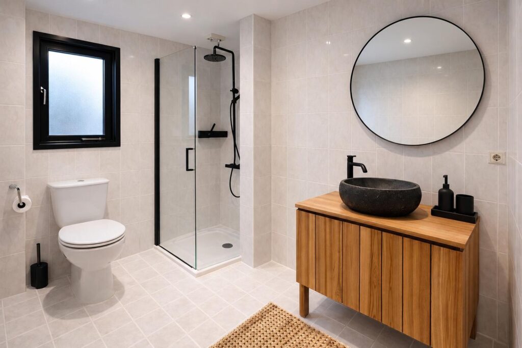 moderne badkamer met houten accenten tinyhouse pippa