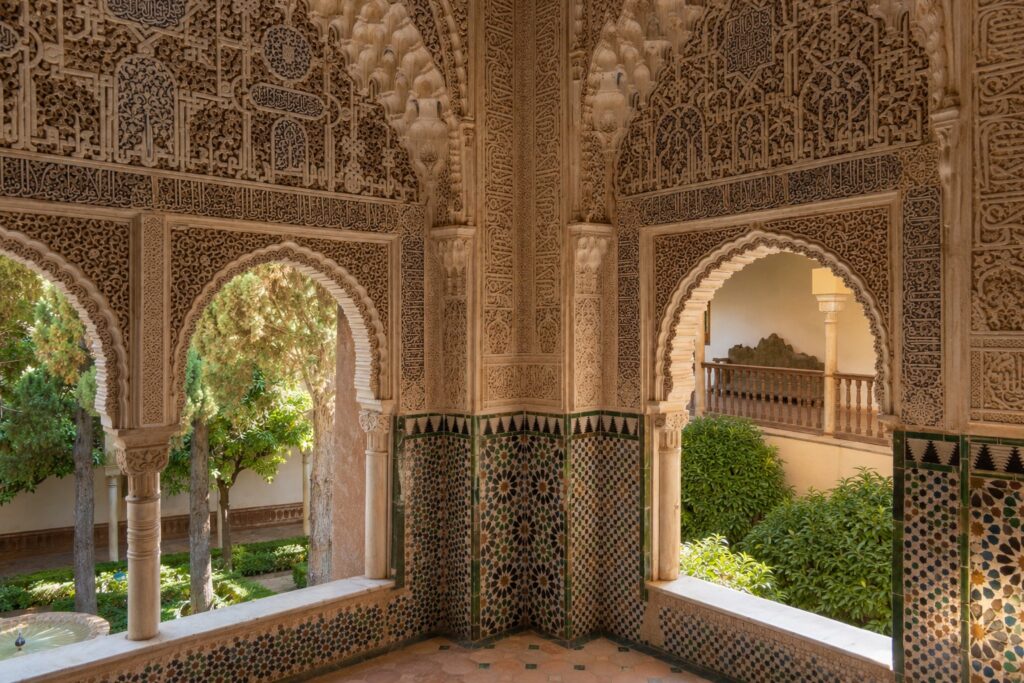 moorish architecture at the alhambra in granada