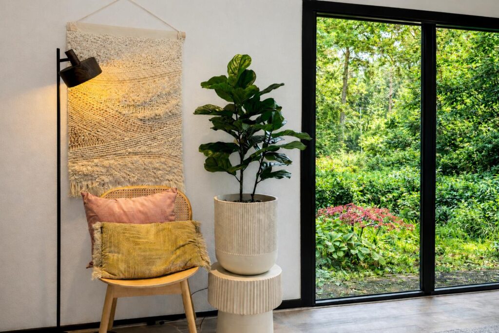 stijlvol interieur met groen uitzicht tinyhouse pippa