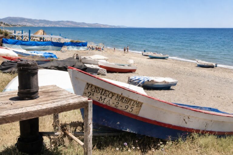 traditional fishing boats on spanish beach