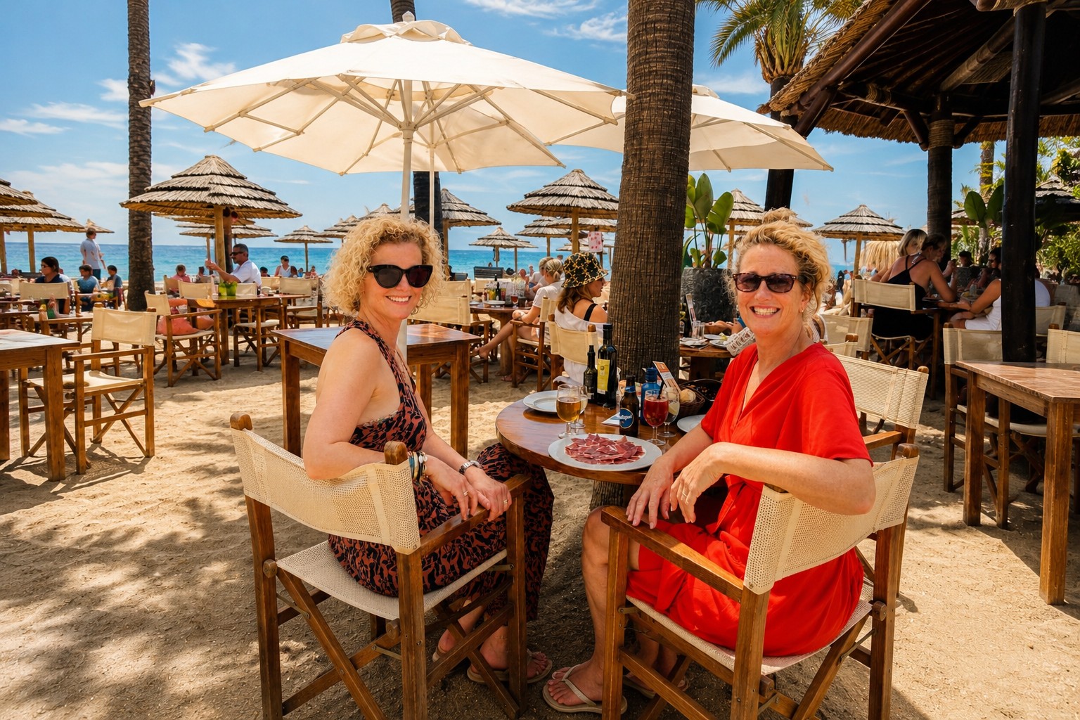a sunny lunch with a sea view