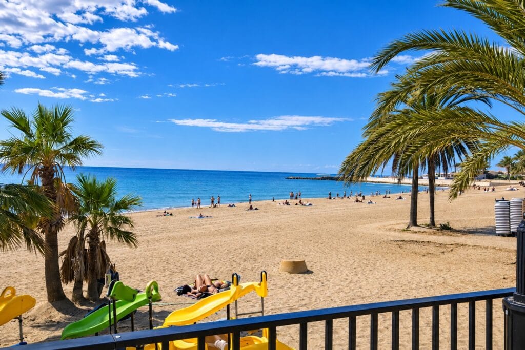 marbella beach palmtrees sea