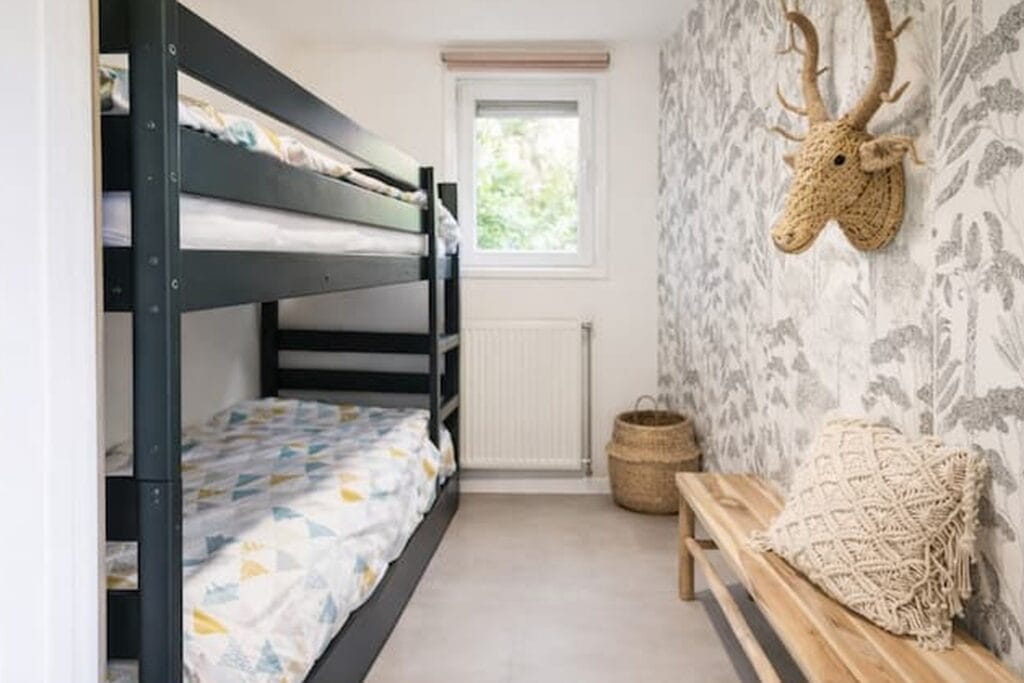 slaapkamer met stapelbed op de veluwe