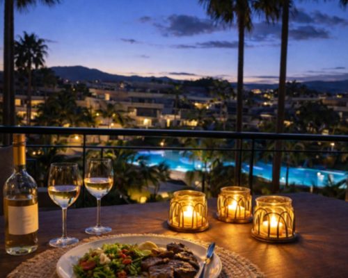 Terrace with dining table in Marbella holiday apartment