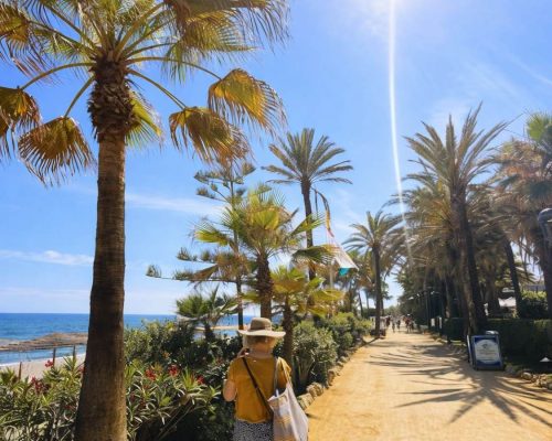 Marbella coastline with golden sand and blue sea