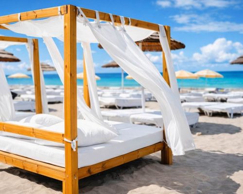 Sunny beach in Marbella close to holiday apartment